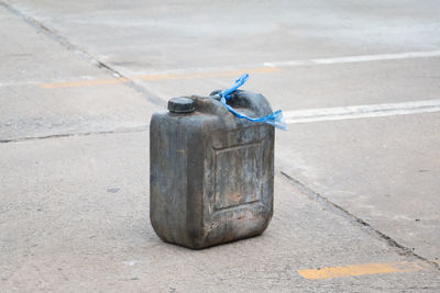 High angle view of container on road