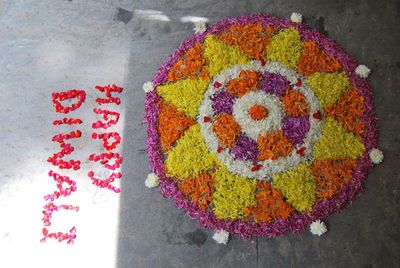 Close-up of multi colored decoration on wall