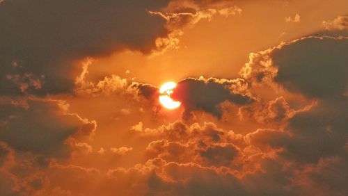 Low angle view of sky at sunset