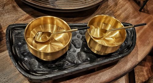 High angle view of food on table
