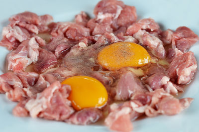 Close-up of breakfast served in plate