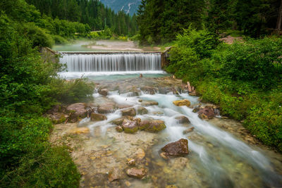 A mountain river in the sexten dolomites near sexten.