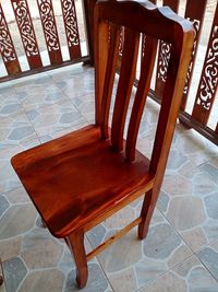 High angle view of chairs on table at home