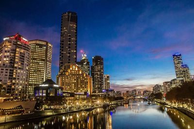 Illuminated city at night