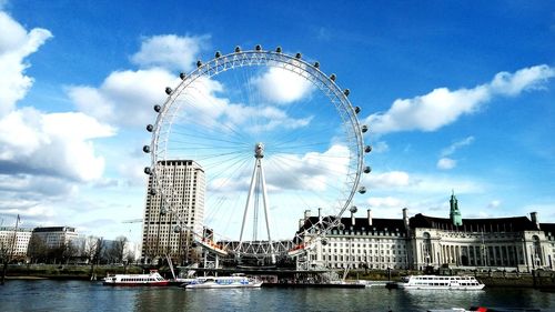 Low angle view of ferris wheel against clear sky