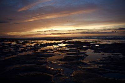 Scenic view of sea at sunset