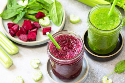 Vegan diet and nutrition, healthy detox, vegetarian concepts drinks. beet smoothie. 