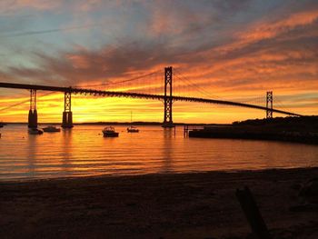 Suspension bridge over river