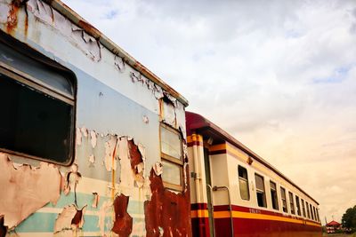 Low angle view of train against sky