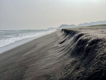 Scenic view of beach against clear sky