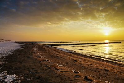 Scenic view of sea during sunset