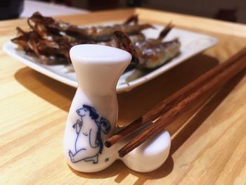 Close-up of food on table