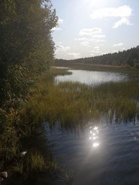 Scenic view of lake against sky