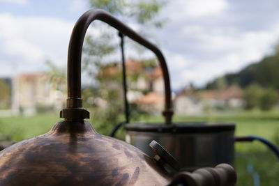 Close-up of brewing machine