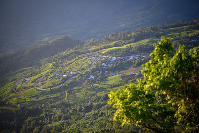 High angle view of townscape against sky