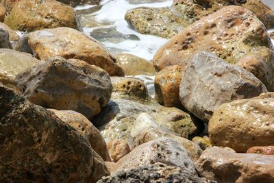 Close-up of rocks on beach