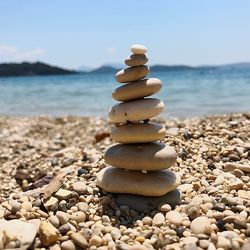 Stack of stones on beach