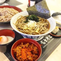 Close-up of served food on table