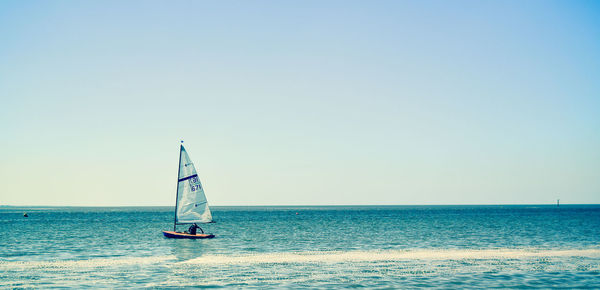 Sailboat sailing in sea