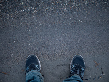 Low section of man standing on ground