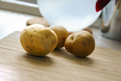 High angle view of oranges on table