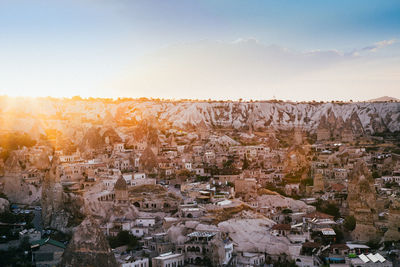 High angle view of buildings in city