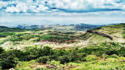 High angle view of landscape against sky