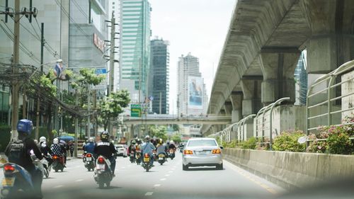 Cars on road in city