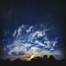 Silhouette of trees against sky at sunset