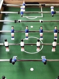 High angle view of foosball