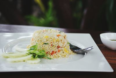 Close-up of meal served in plate