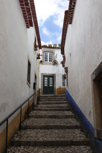 Narrow alley amidst buildings in city