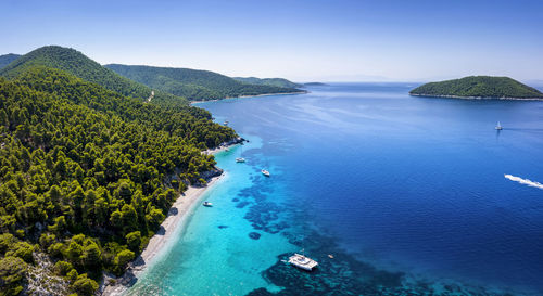 Scenic view of sea against clear sky