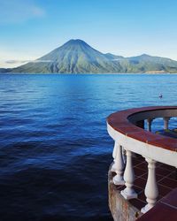 Scenic view of sea against blue sky