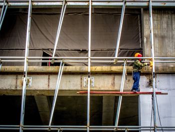 Low angle view of worker at construction site