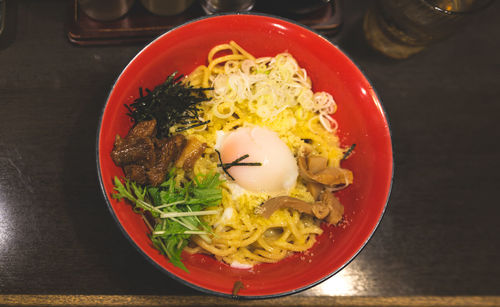 High angle view of food in bowl