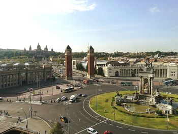 High angle view of city