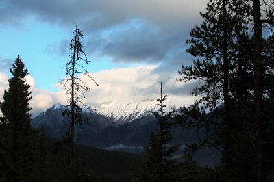 Scenic view of silhouette mountains against sky