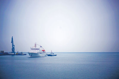 Boat sailing in sea