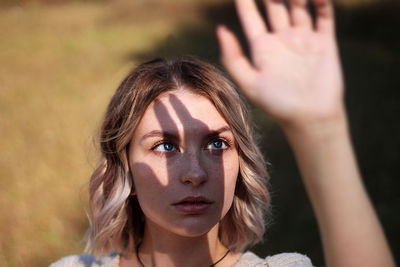 Close-up portrait of a young woman