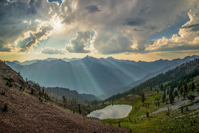 Scenic view of mountains against sky