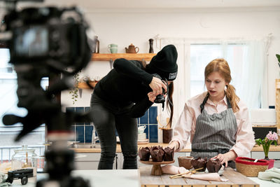 People working in restaurant