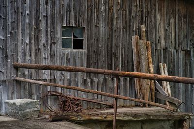 Old wooden door of building