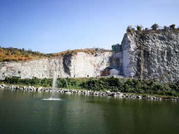 Scenic view of river against clear sky