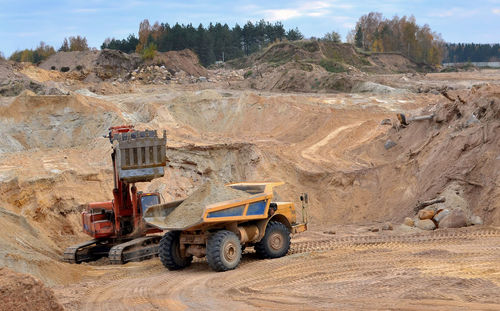 Vehicles at construction site