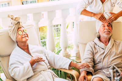 Senior couple enjoying spa together