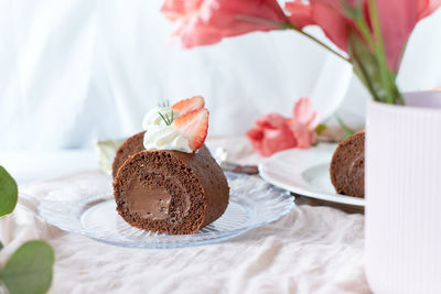 Close-up of cake on table