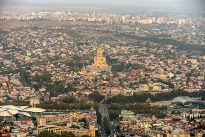 The holy trinity cathedral of tbilisi sameba and buildings in old tbilisi, republic of georgia