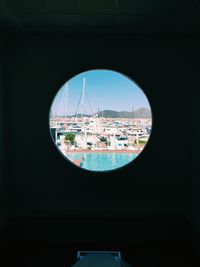 View of residential district with sea in background