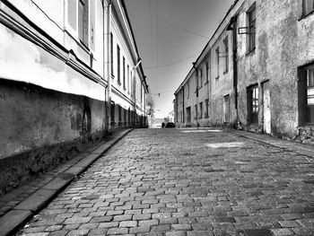 Empty alley amidst buildings in city